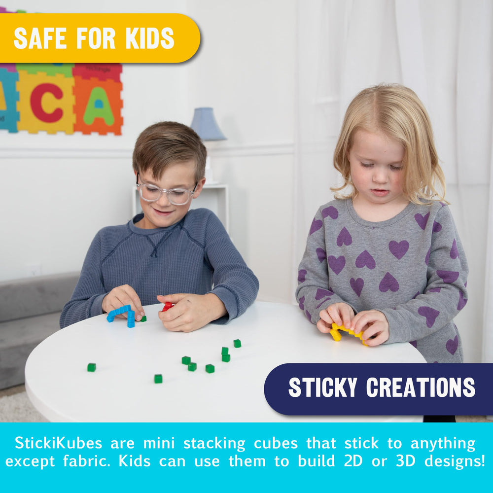KOMARC GAMES StickiKubes shown for 2D and 3D design exploration and stacking.