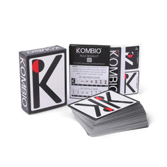 KOMBIO all-in-one card game box front, ideal for quick setup and family game night.