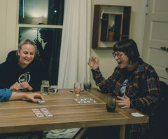 KOMBIO travel-ready setup on a clutter-free table for easy play.