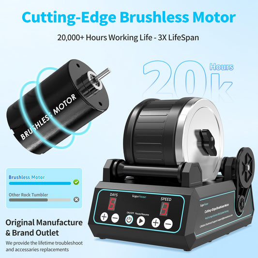 KomeStone K1 Pro large 2.5lb barrel enables polishing more stones at once.