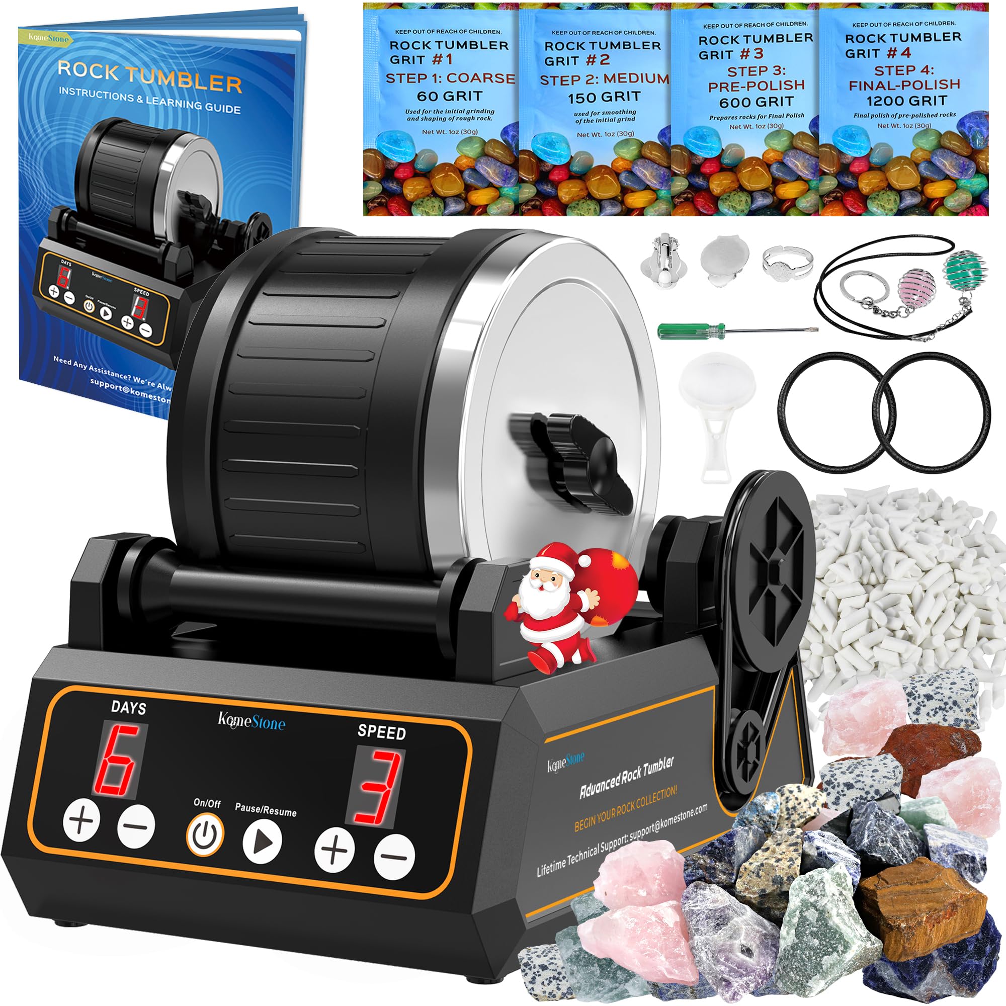 KomeStone K1 rock tumbler kit front view for family projects