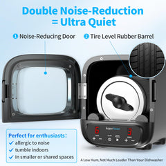 KomeStone K2 Elite tumbler with brushless motor detail for smooth polishing.