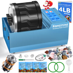 KomeStone professional rock tumbler kit with 4lb barrel in use for durable polishing.