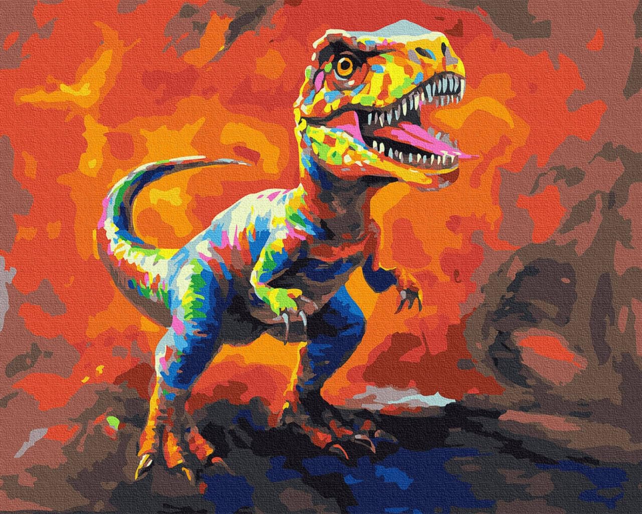 KOMI Dinosaur Paint by Numbers on canvas offers relaxing, creative fun.