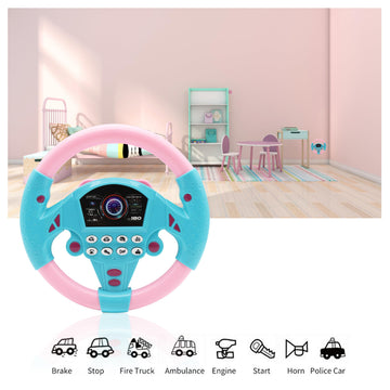 KONALITY steering wheel toy with suction cup attaches to smooth surfaces for quick setup.