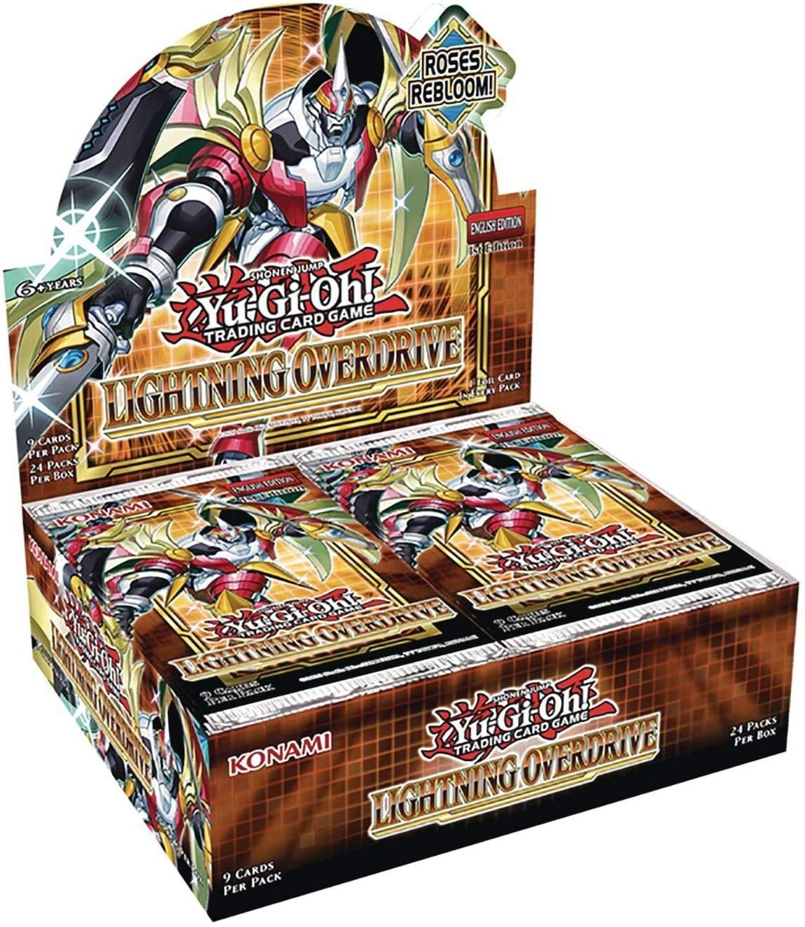 Konami Yu-Gi-Oh! Lightning Overdrive booster display with new Utopia upgrades for duel strategies.