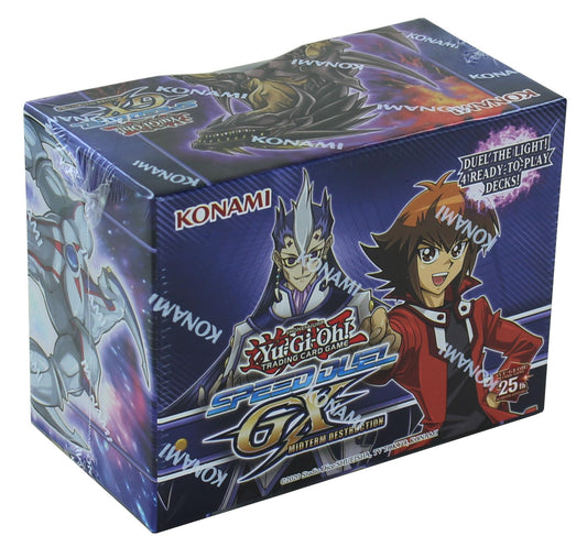 Konami Yu-Gi-Oh Speed Duel Box Midterm Destruction blue edition, ready for fast-paced dueling.