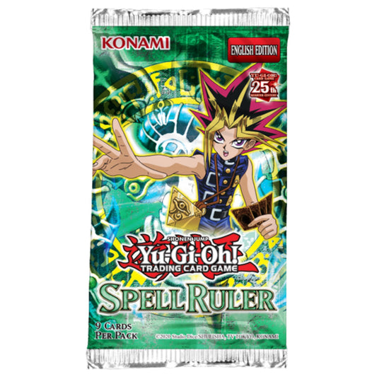 Konami Yu-Gi-Oh Spell Ruler booster box back view, perfect for display