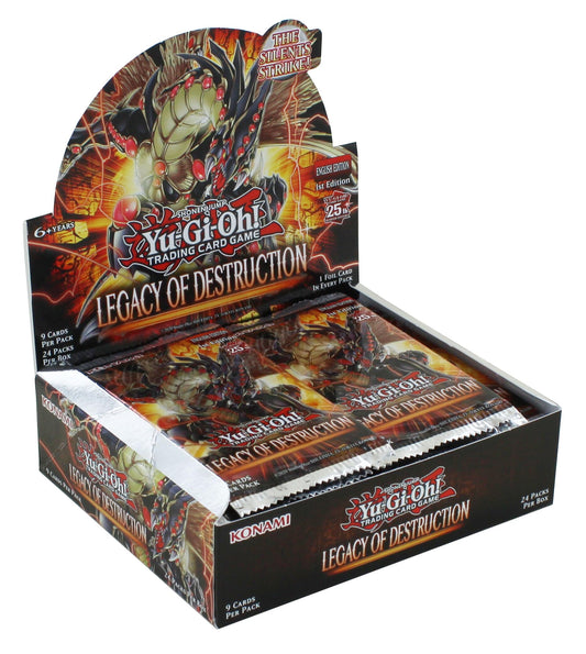 Konami Yu-Gi-Oh booster box Legacy of Destruction fuels exciting duels and collection opportunities.