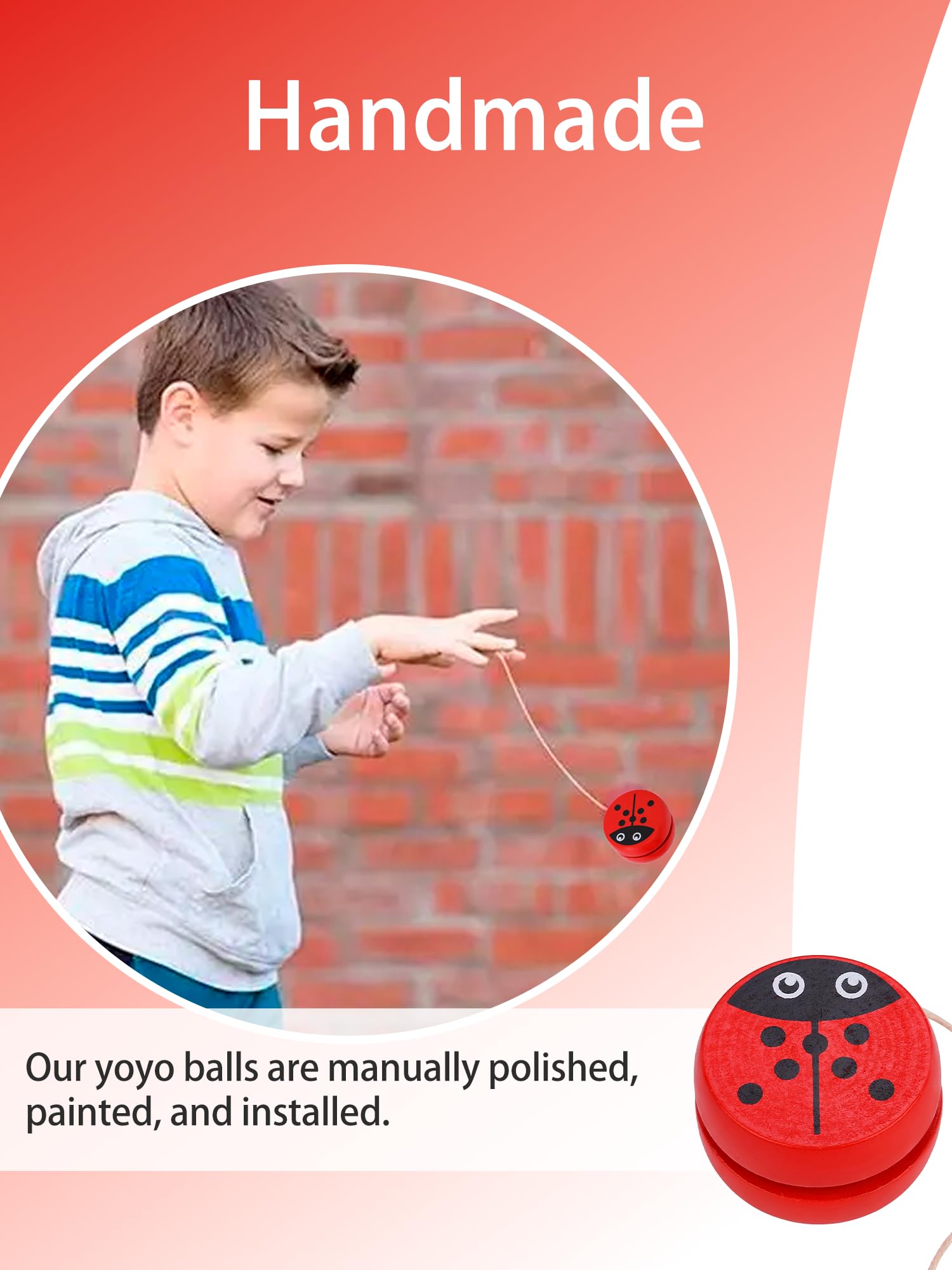 KooingTech Yoyo Bee pattern wooden ball offers wear resistance for daily use.