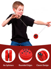 KooingTech Yoyo Frog pattern wooden ball promotes smooth spins and kid-friendly handling.