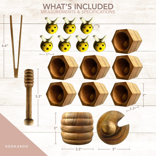 KOOKAROO fuzzy bees for tactile counting and color exploration during play.