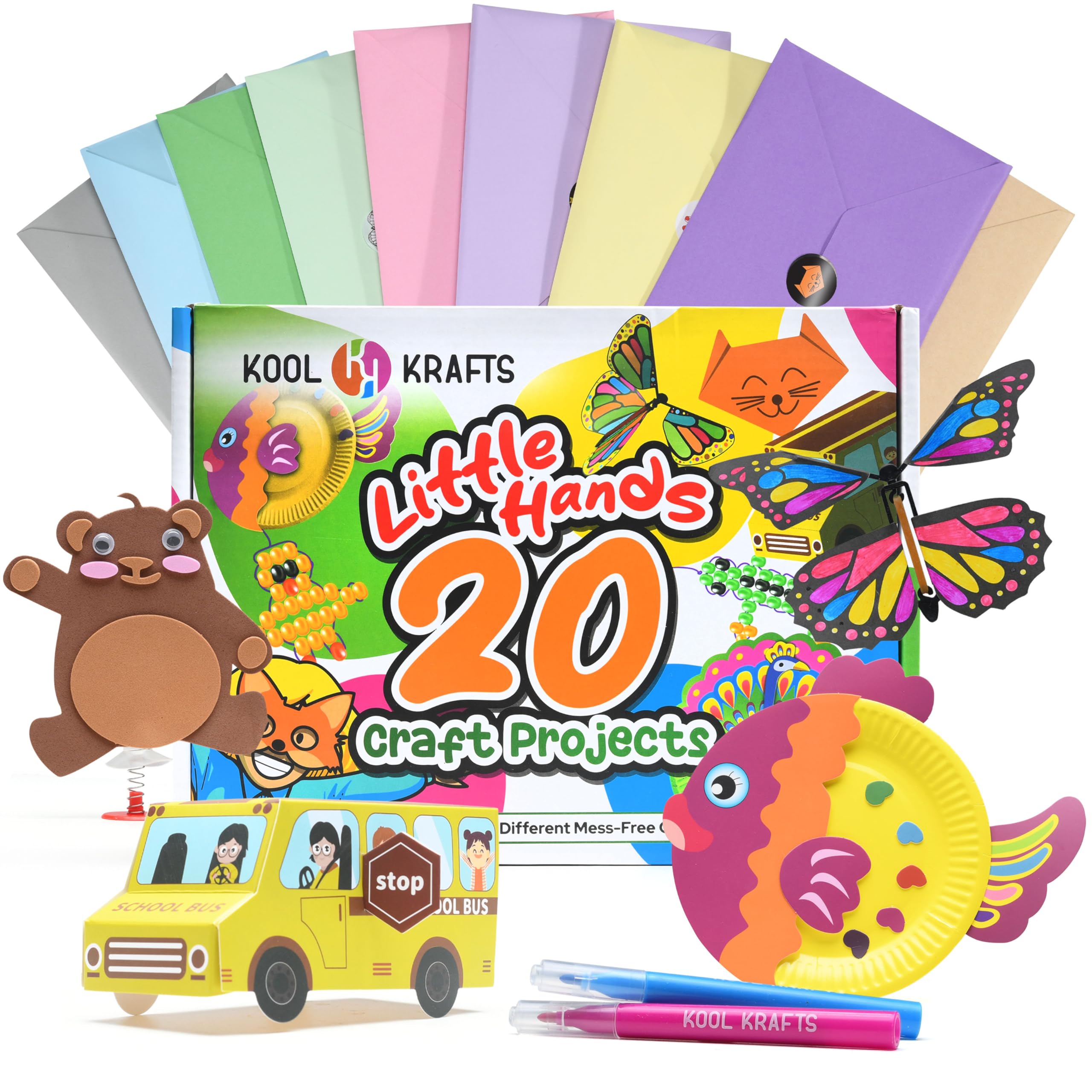 Kool Krafts 20 Arts and Crafts Kit box front view, inviting creative play.