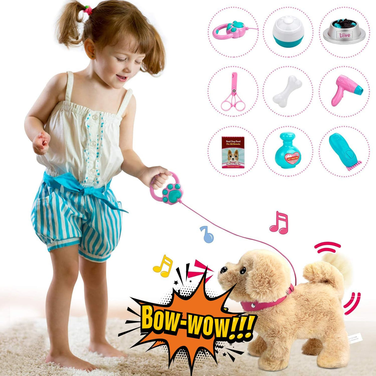 Koonie talking plush golden retriever repeats your words for interactive storytelling.