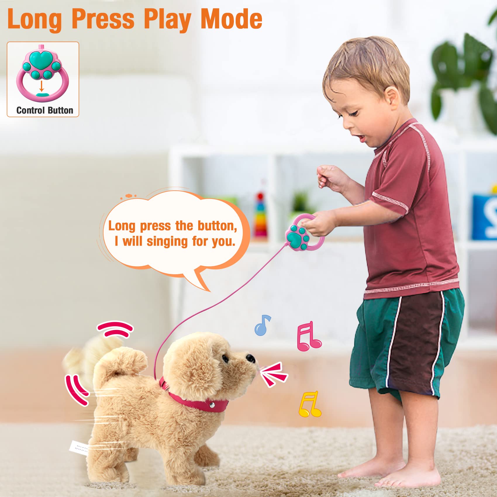 Koonie talking plush golden retriever sings for engaging pretend-play moments.