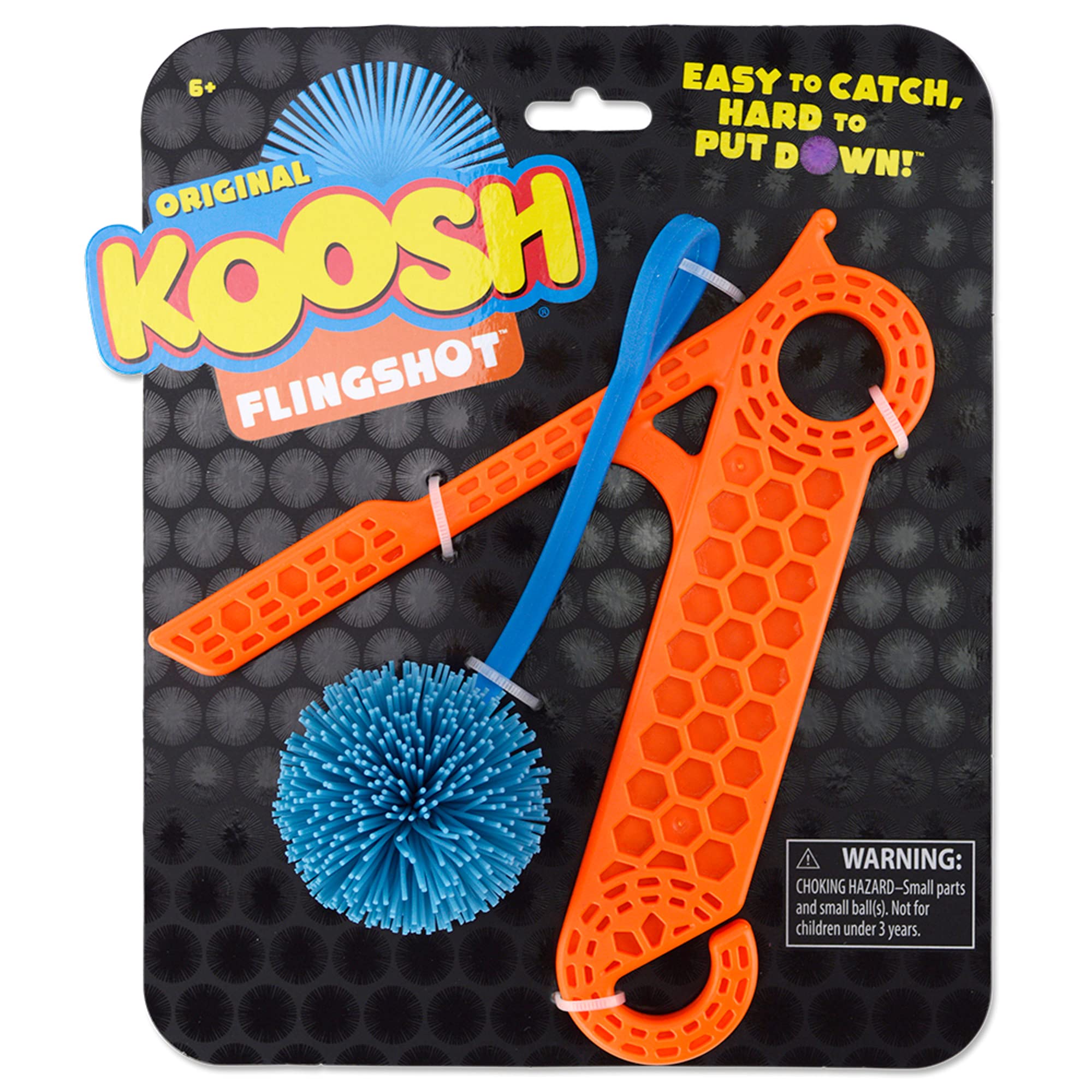 Koosh Flingshot soft ball: safe, squeezable play for quick catches.