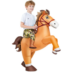KOOY inflatable horse costume for kids, front view, eye-catching party look.
