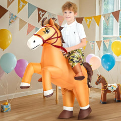 KOOY fabric detail of inflatable horse costume, durable waterproof polyester for reuse.