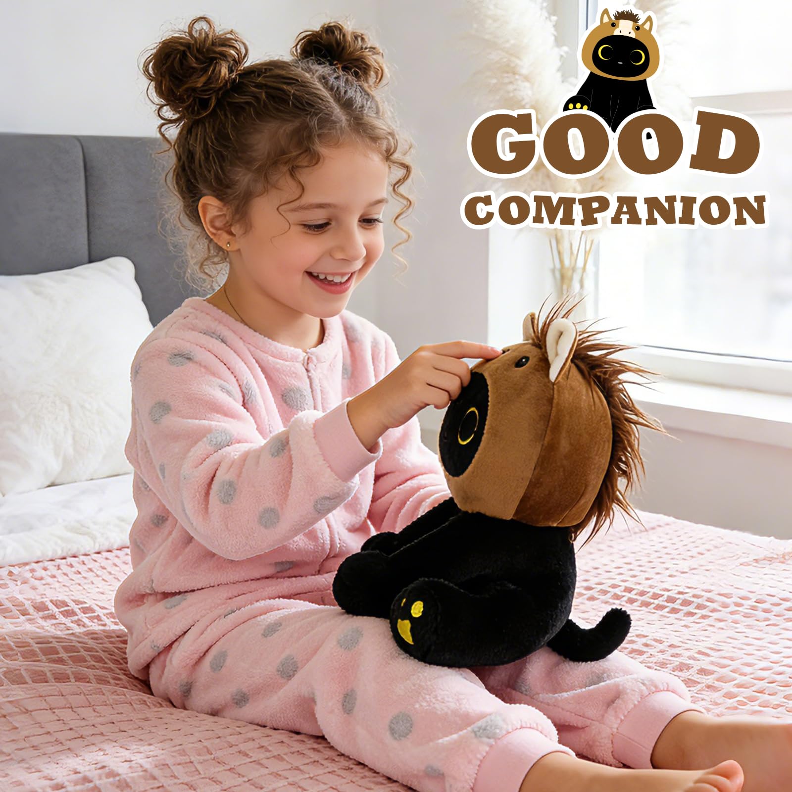 KOPHINYE plush with removable horse hood for two-in-one fun