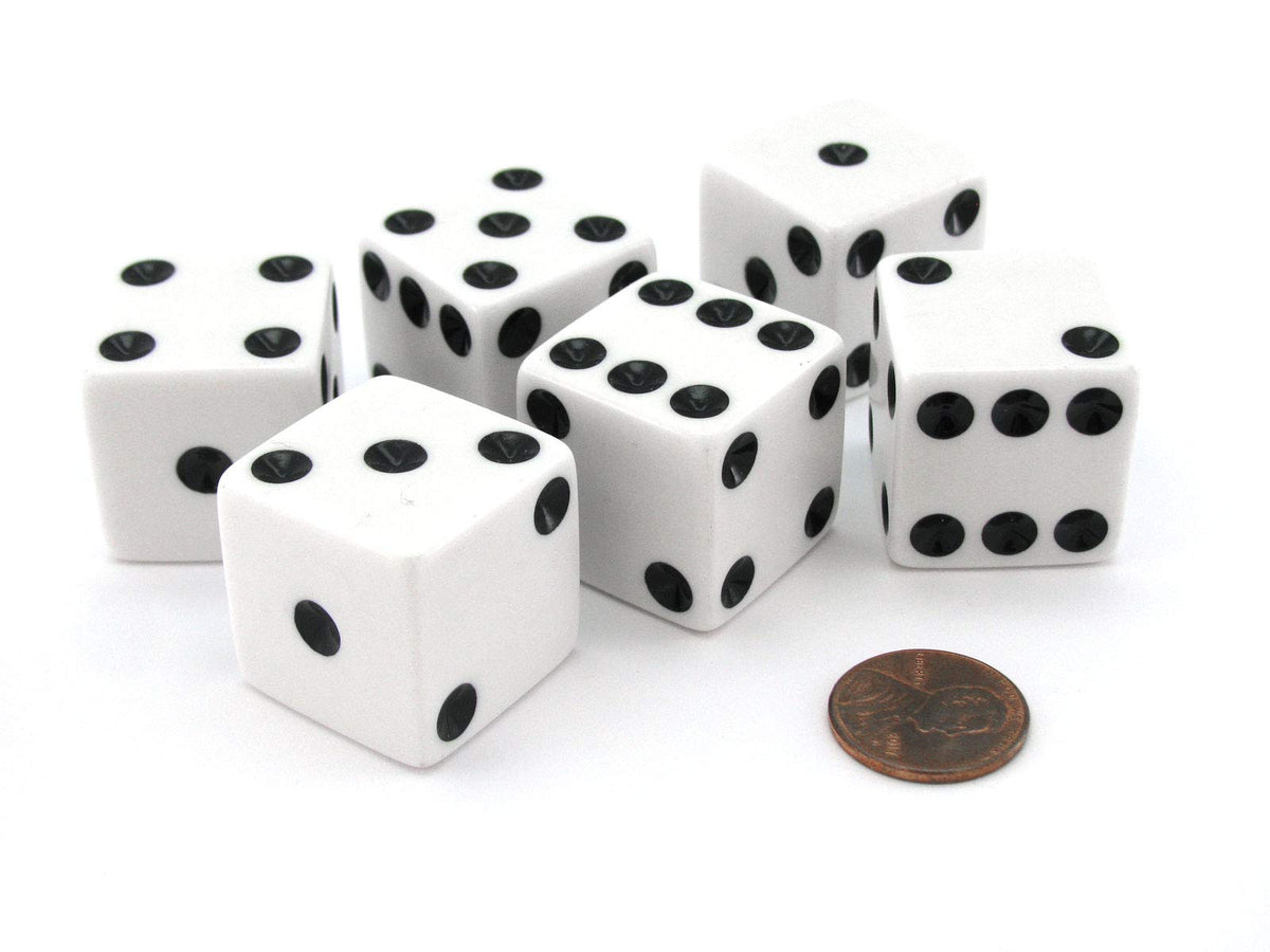 Koplow Games large white D6 dice with black pips for easy visibility during gameplay.