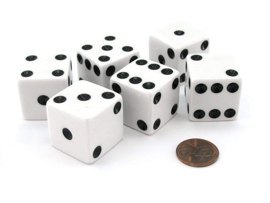Koplow Games large white D6 dice with black pips for easy visibility during gameplay.