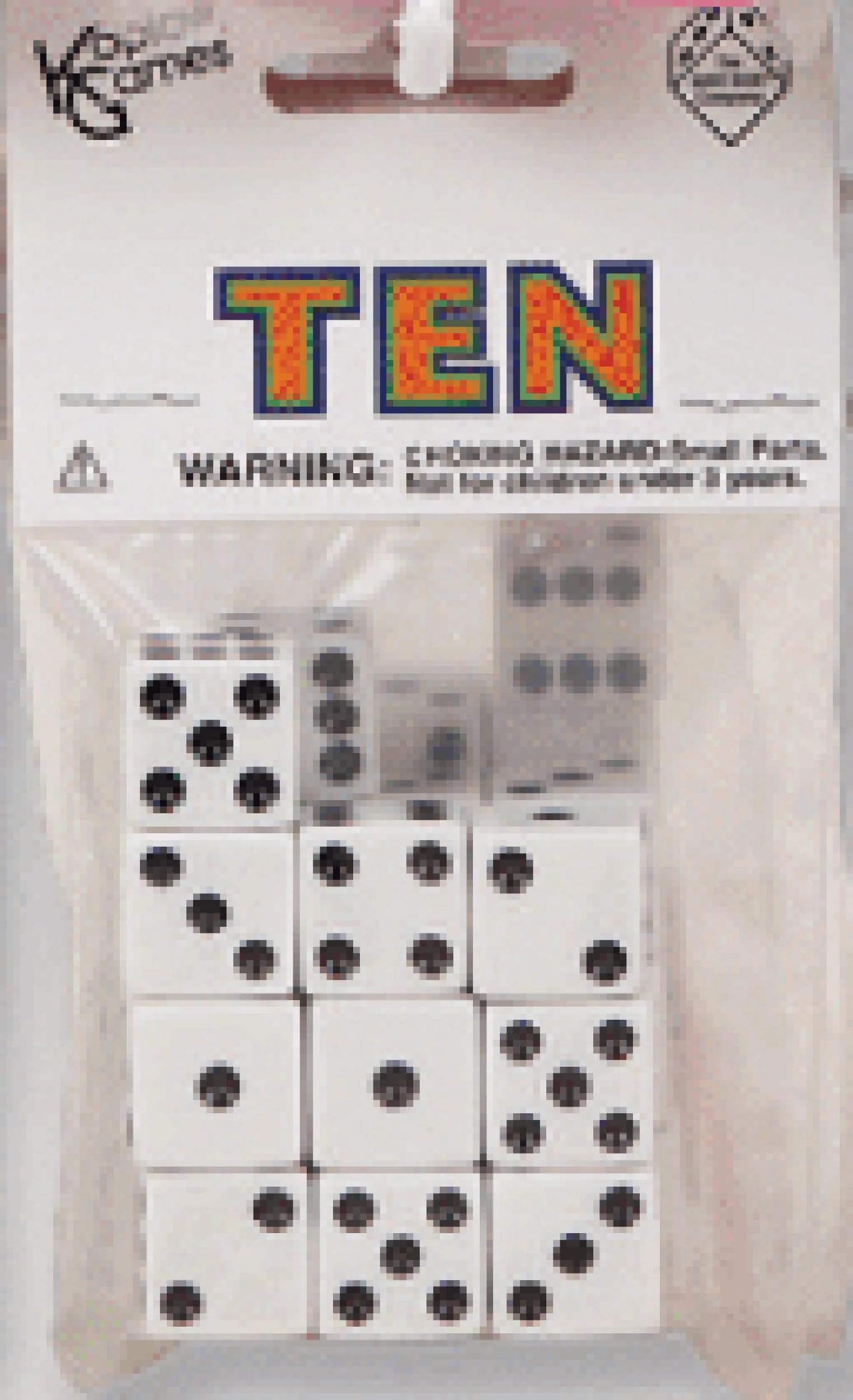 Koplow Games white D6 dice 16mm side view with high contrast pips for easy reading
