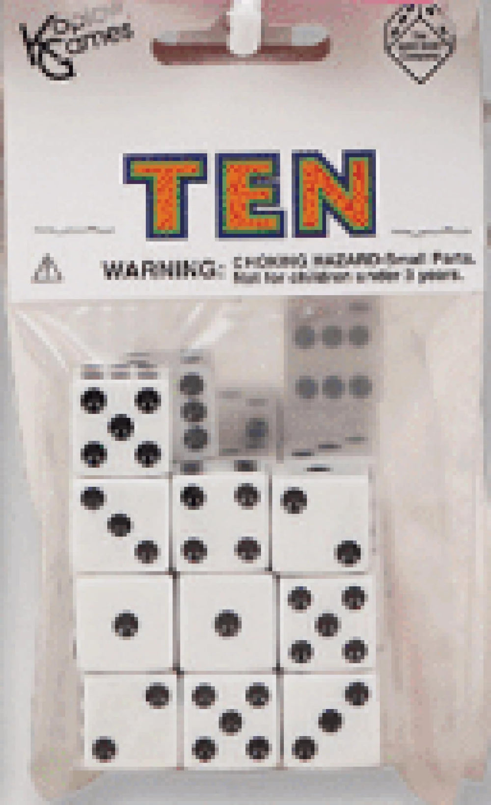 Koplow Games white D6 dice 16mm side view with high contrast pips for easy reading