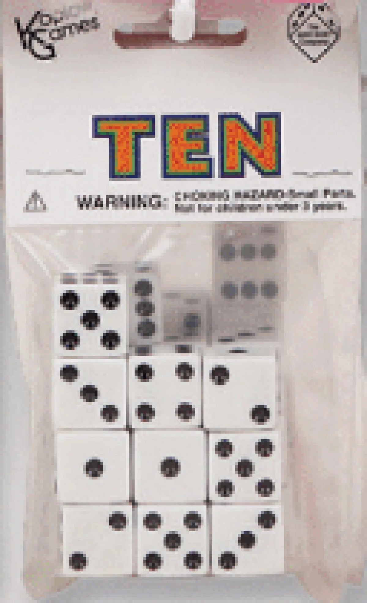 Koplow Games white D6 dice 16mm side view with high contrast pips for easy reading