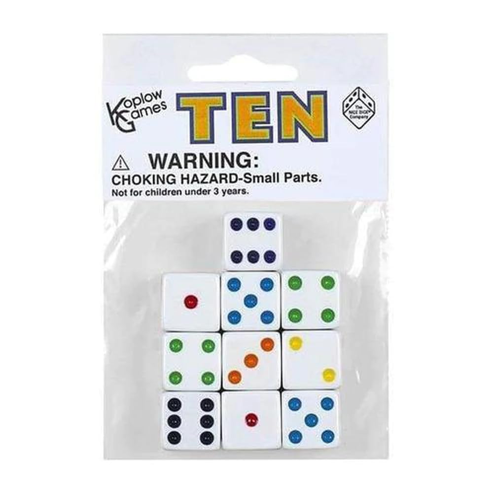 Koplow Games white D6 dice 16mm top view ideal for quick tabletop readings