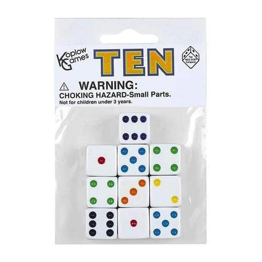 Koplow Games white D6 dice 16mm top view ideal for quick tabletop readings