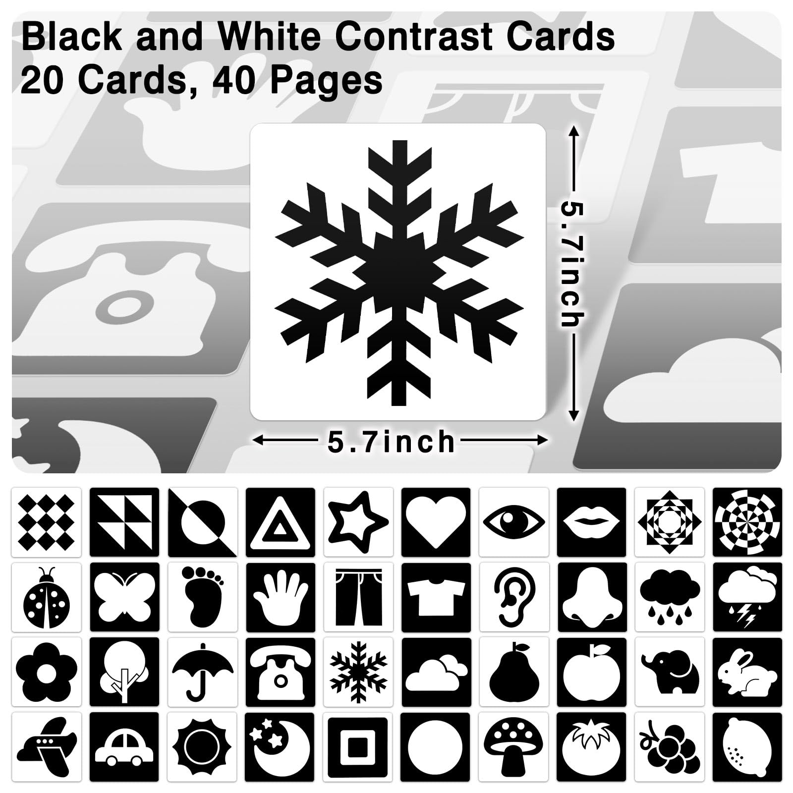Kopokita high-contrast cards with contrasting figures stimulate eye tracking.