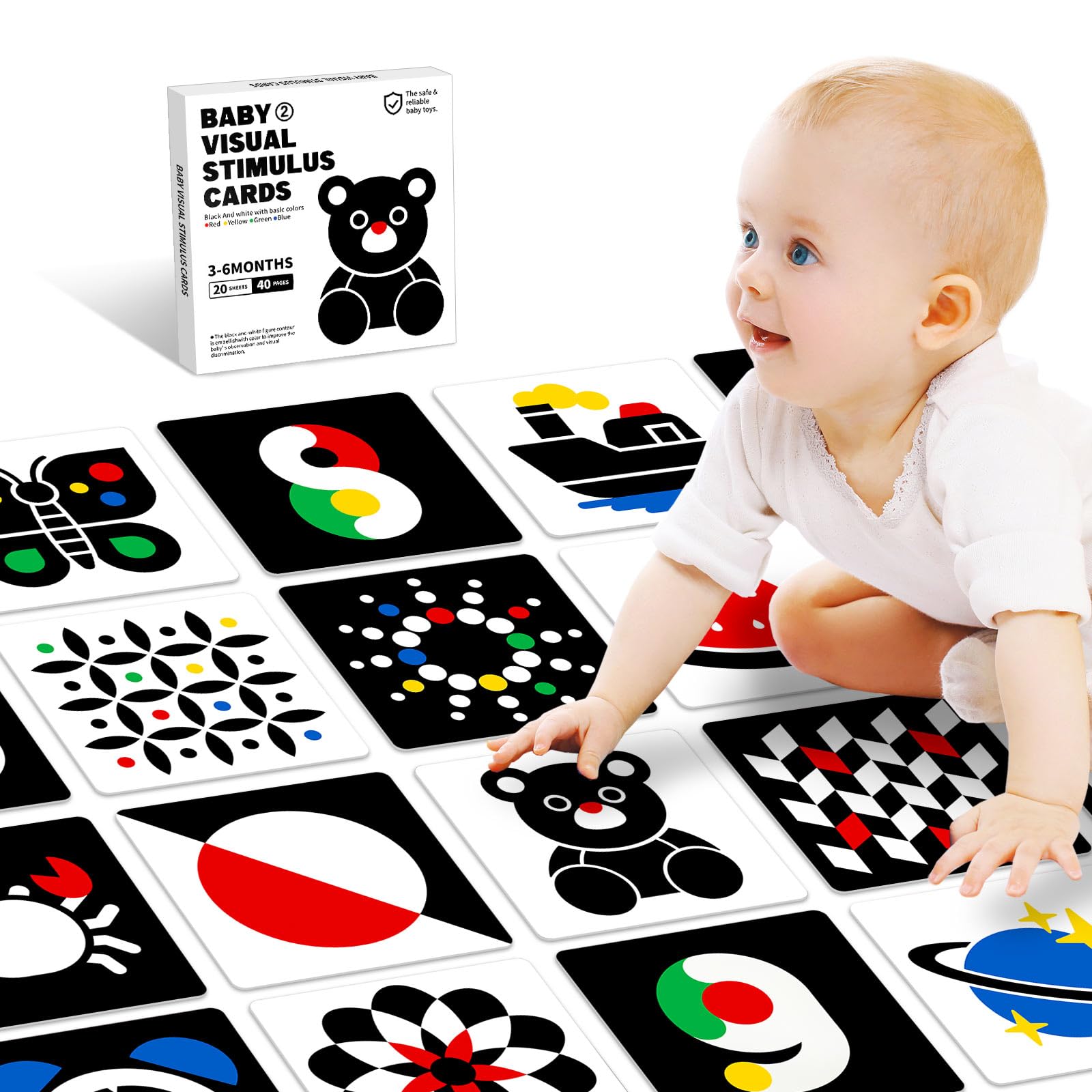 Kopokita high contrast flashcards with black and white patterns to support visual focus