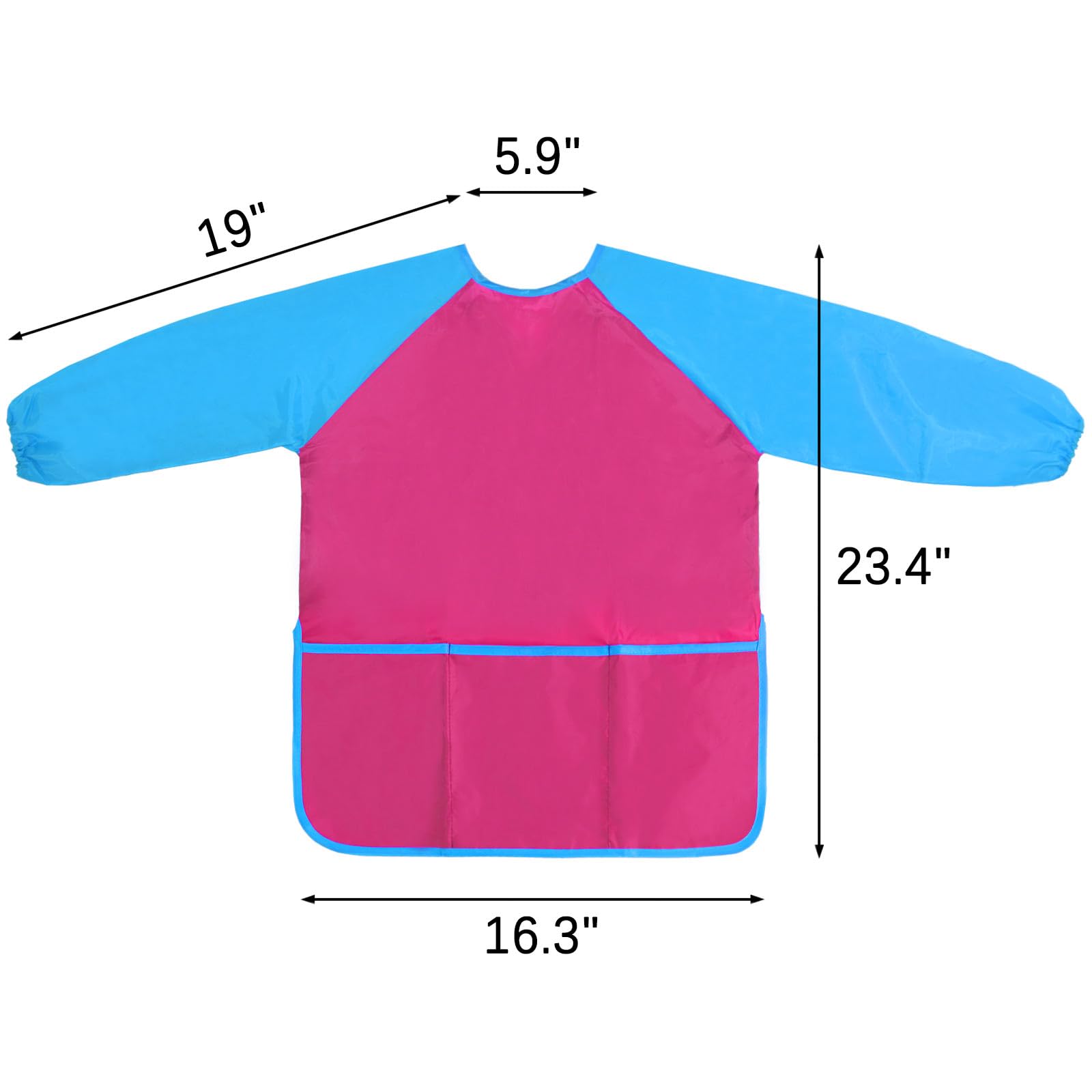Kopokita hot pink smock back velcro demonstrates easy on/off during craft time