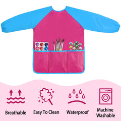 Kopokita hot pink smock closeup shows waterproof polyester for quick cleanup
