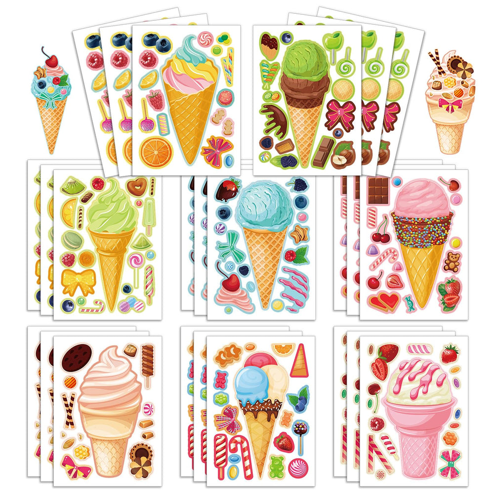 Kopokita ice cream stickers sheet cover offers bright designs for imaginative kid crafting.