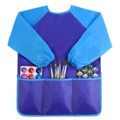 Kopokita Kids Art Smock blue front view, waterproof protection for paints