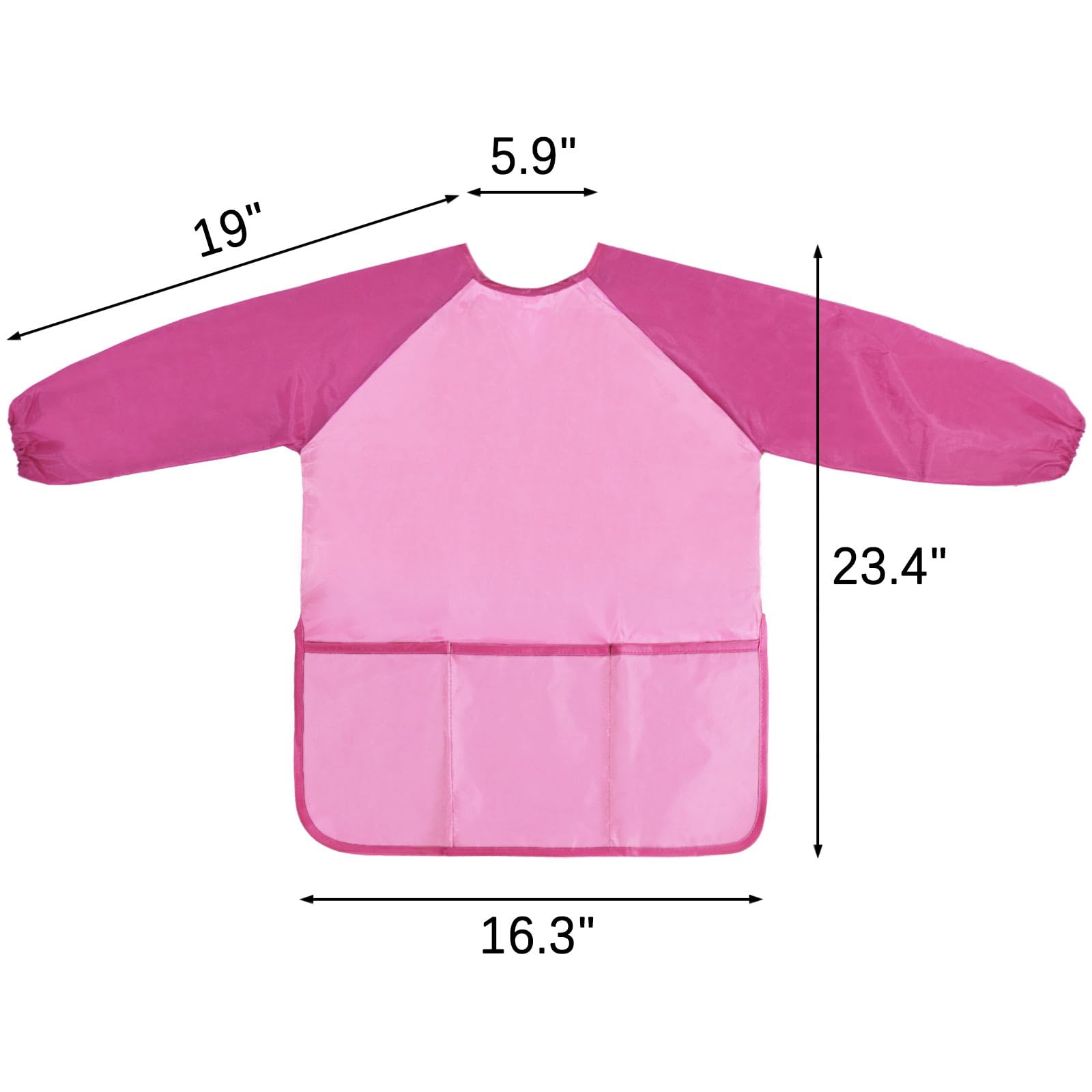 Kopokita Kids Art Smock pink back view with Velcro closure for easy dressing.