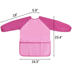 Kopokita Kids Art Smock pink back view with Velcro closure for easy dressing.