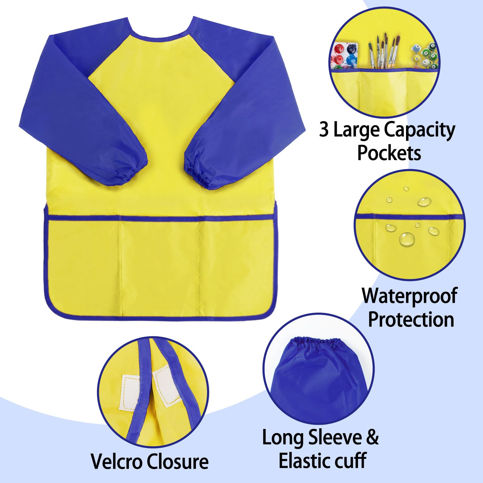 Kopokita smock featuring waterproof fabric to keep outfits clean.