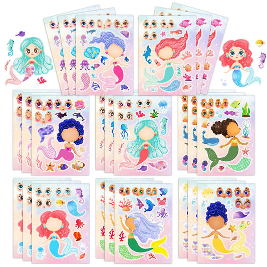 Kopokita mermaid stickers 24 sheets for imaginative play and party favors