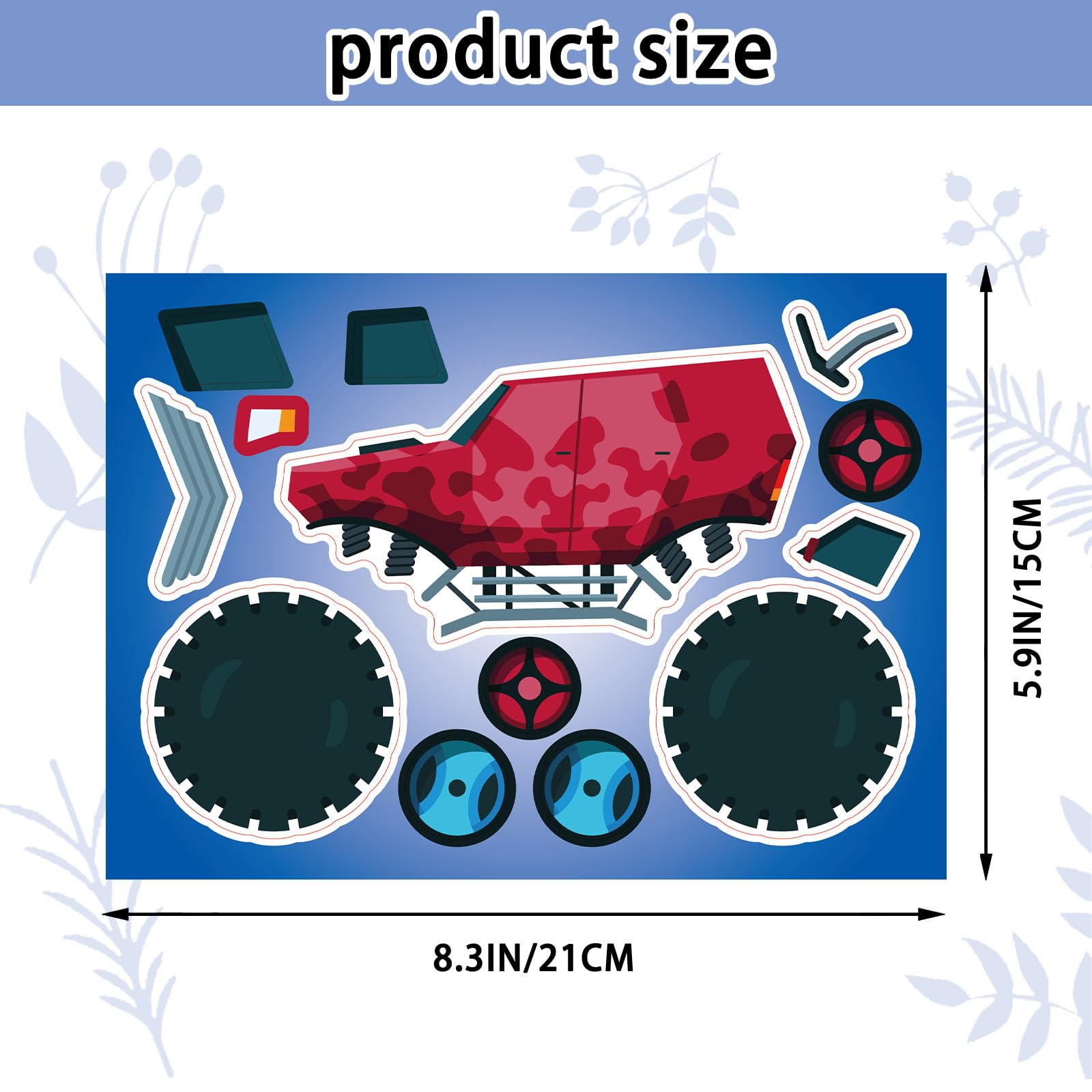 Kopokita monster truck stickers sheet 3 ready for kids art projects and classroom fun