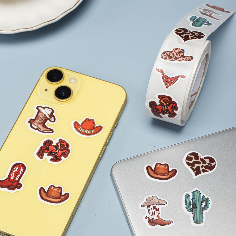 KOPTOP Western 1-inch round stickers provide neat surface coverage