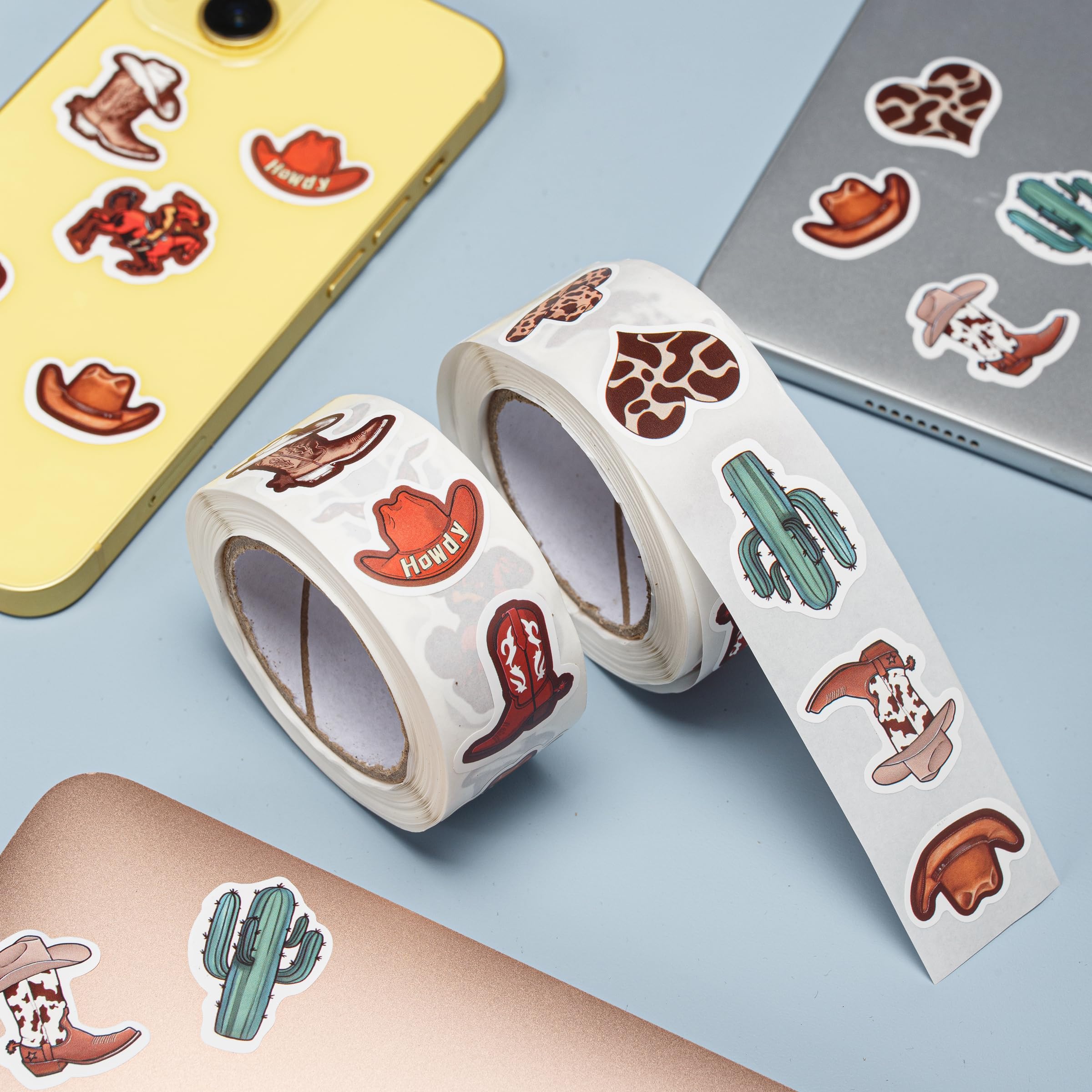 KOPTOP Western waterproof vinyl stickers resist spills on school projects