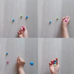 Korea Gonggi jack stone pebbles set game-play scene illustrates versatile solo or group fun.