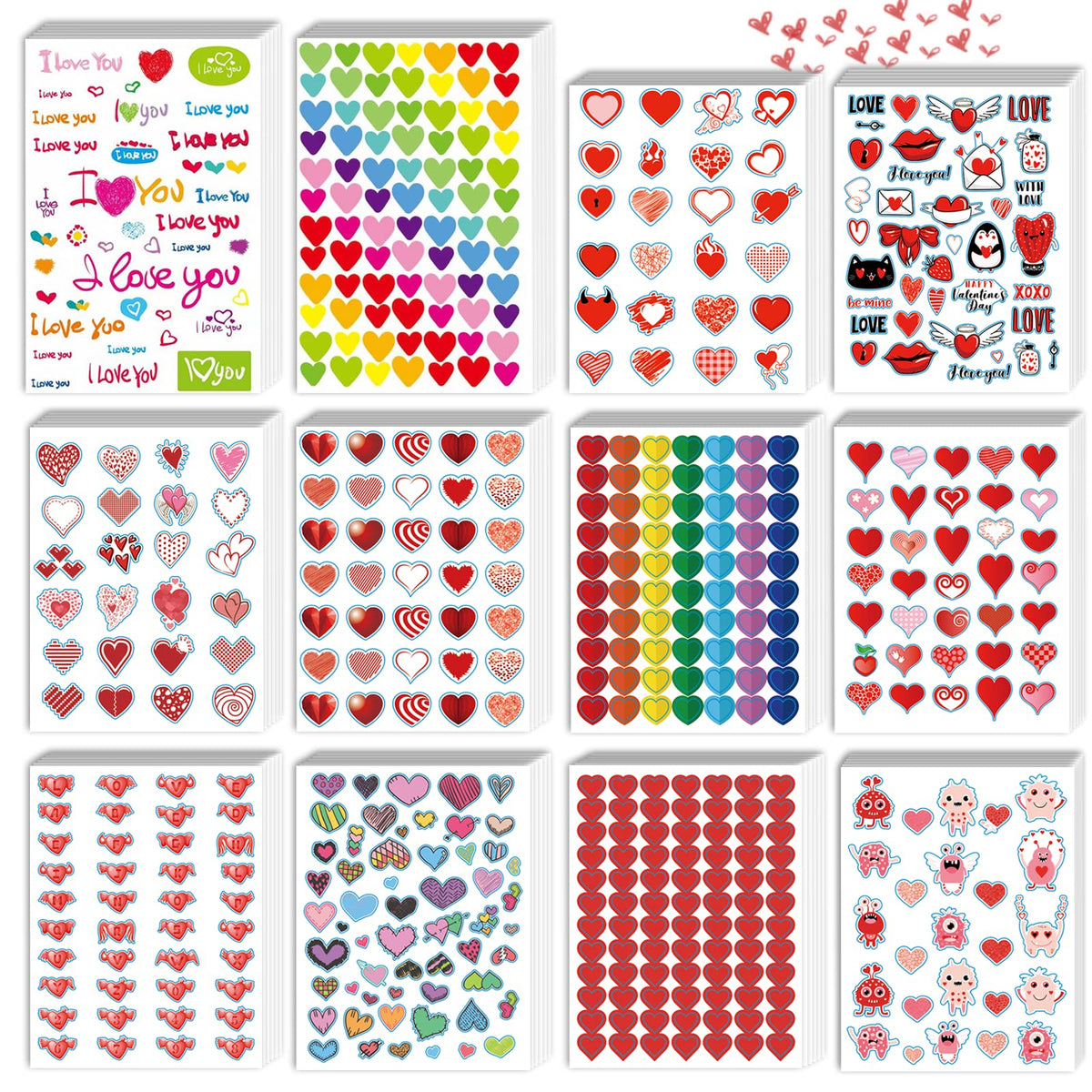 kortes Valentines heart stickers 72 sheets for classroom decorations.