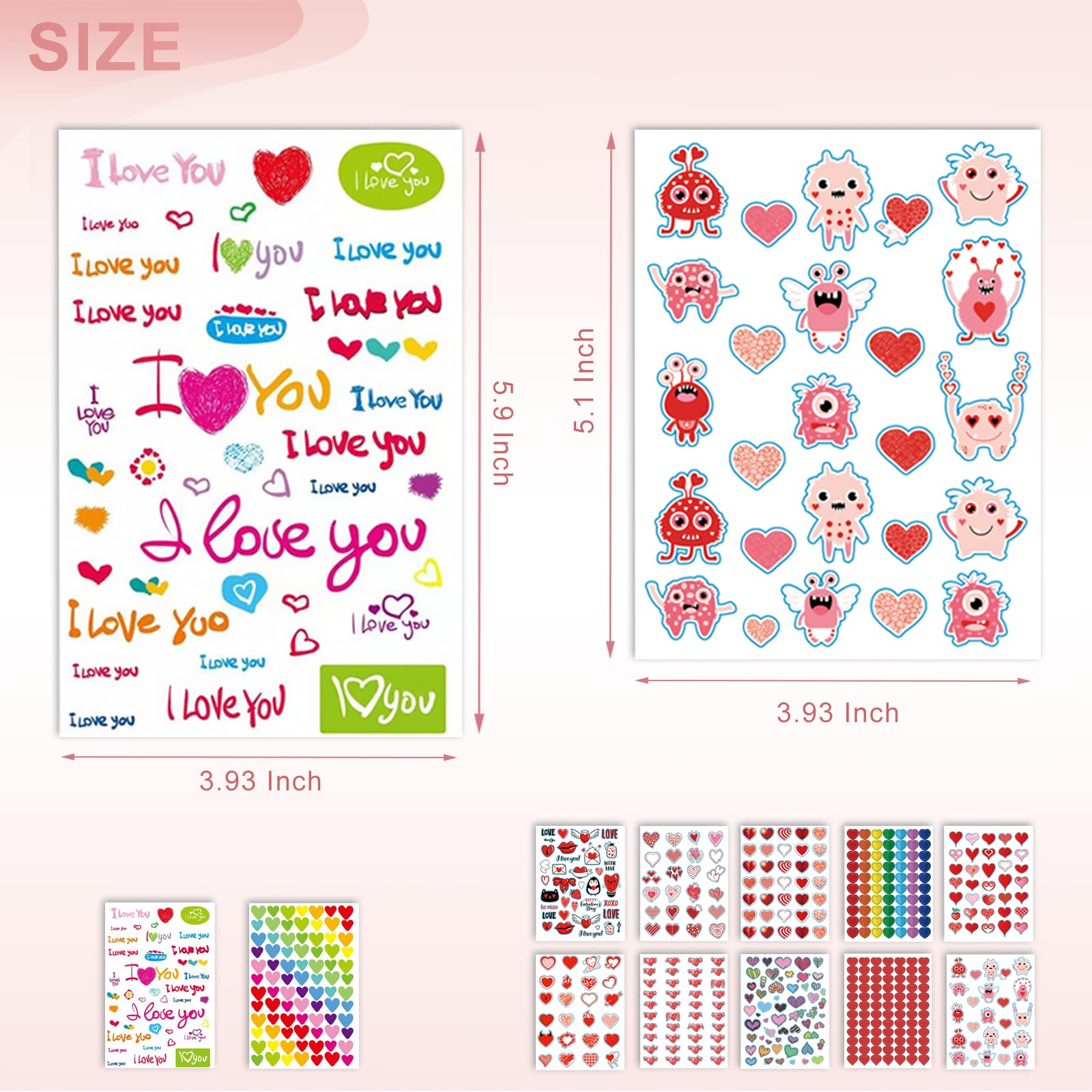 kortes Valentines sticker designs show 12 varieties for creative projects.