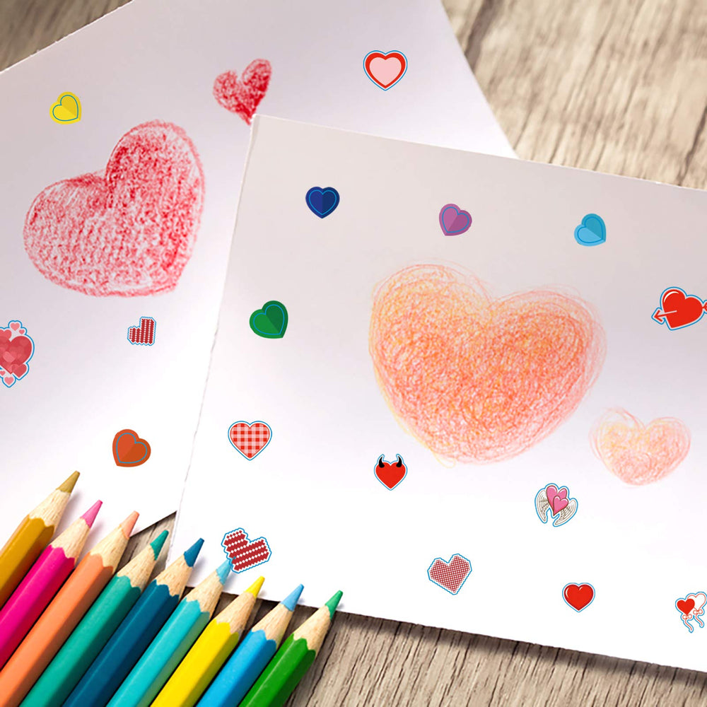 kortes valentines stickers on windows and notebooks for creative expression.