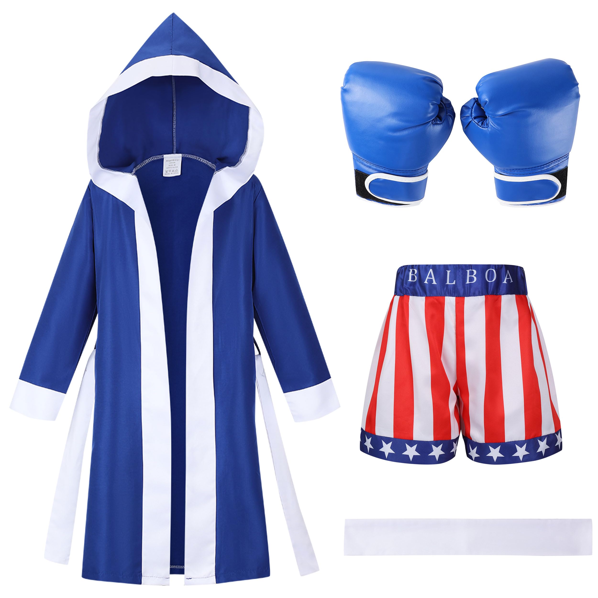 Kosgraiy boxing costume for kids with robe and shorts, ideal for colorful role-play
