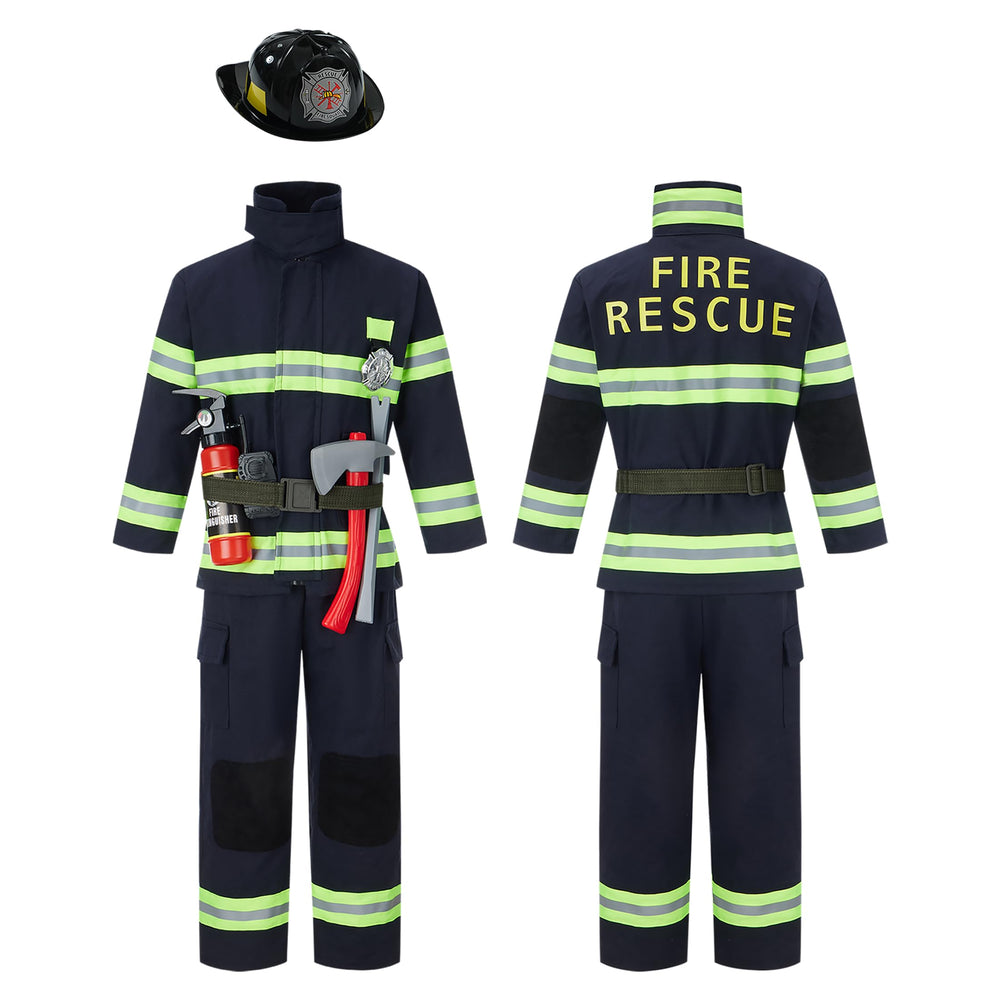 Kosgraiy firefighter costume jacket with FIRE RESCUE print for realistic role play