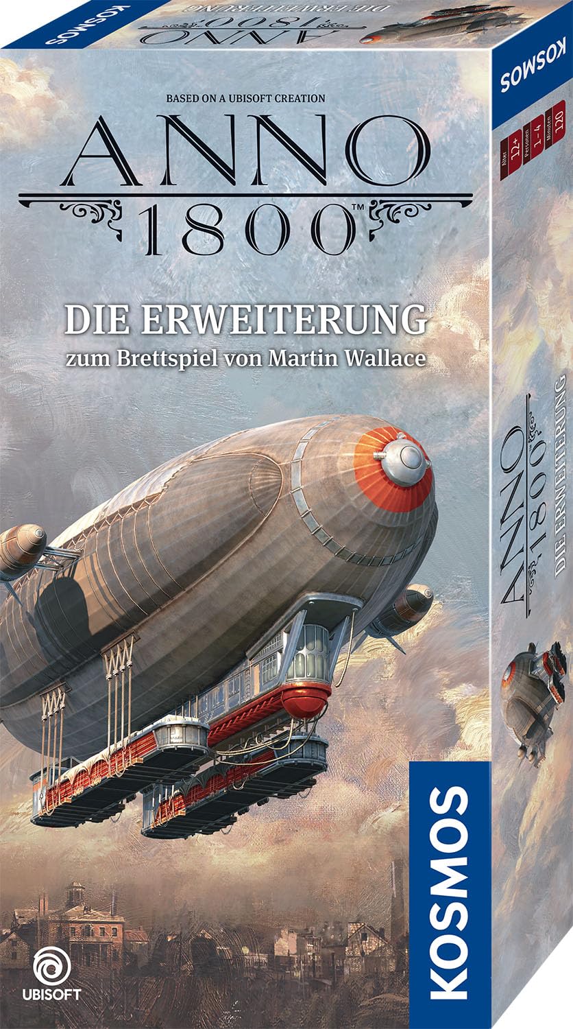 Kosmos Anno 1800 expansion box art highlighting new order cards for strategic play